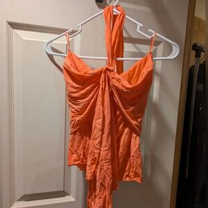 Express Vibrant Orange Halter Top